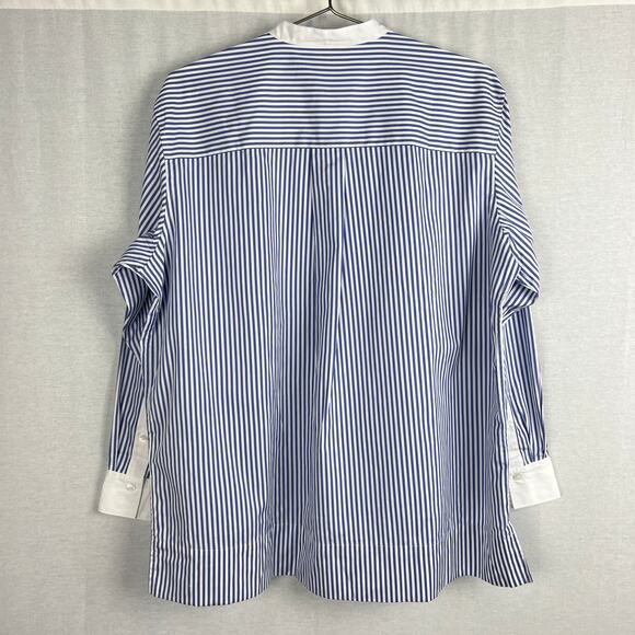 NEW Spanx Top Poplin Tuxedo Shirt Blue Striped Victorian Old Money Nautical - Picture 3 of 6